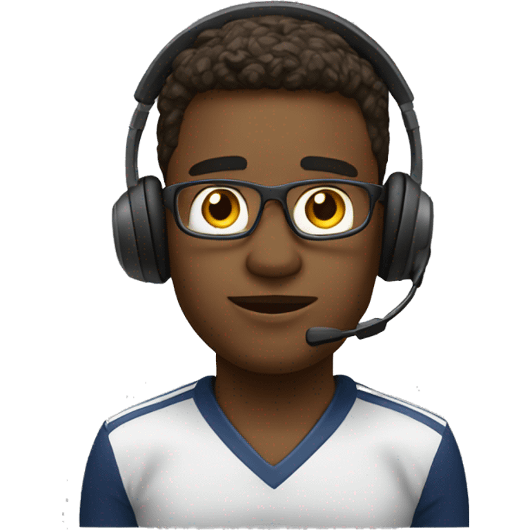 Young football coach with headset emoji