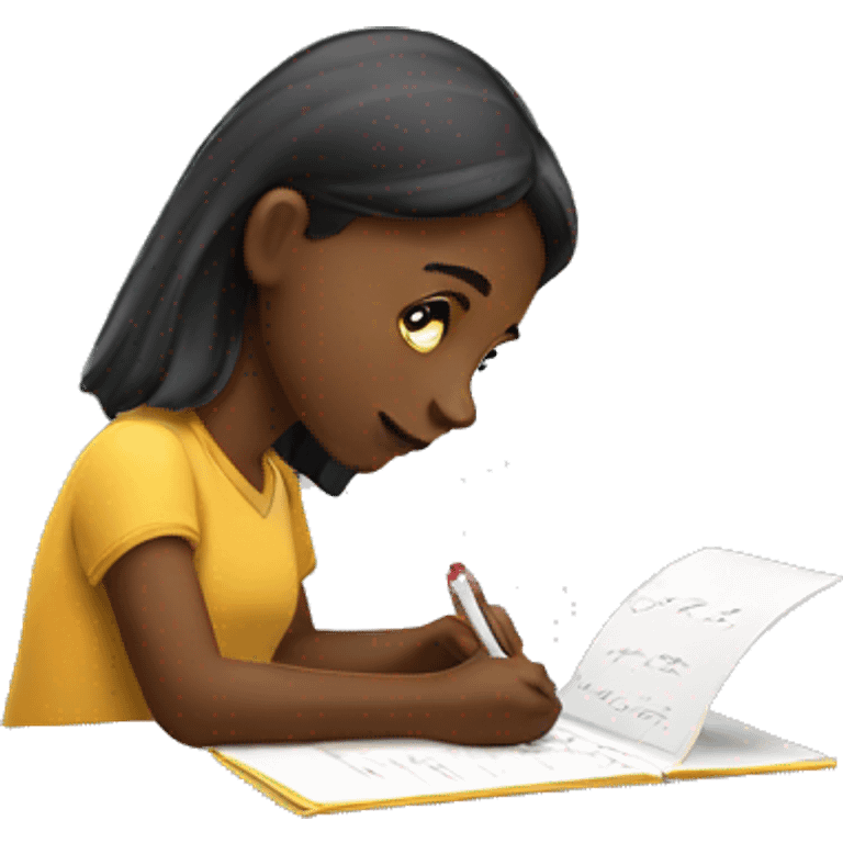 Girl writing emoji