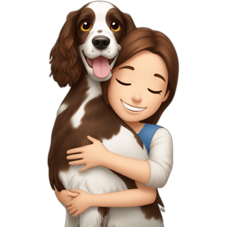 Springer spaniel with girl hug emoji