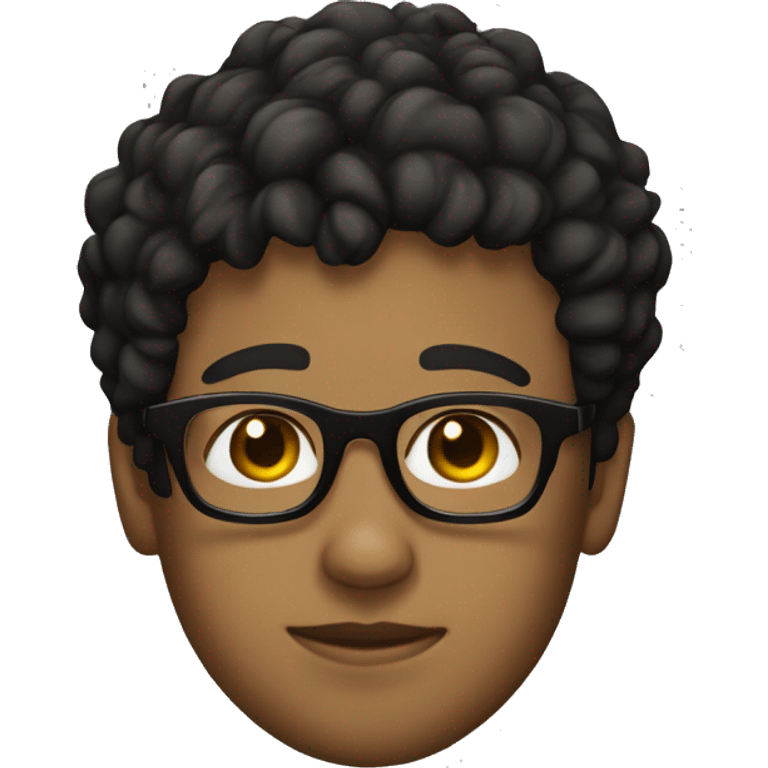 a boy with olive skin, black square glasses, with short curly hair emoji