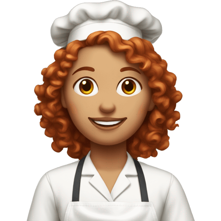 Red curly haired female with white apron baking cookies  emoji