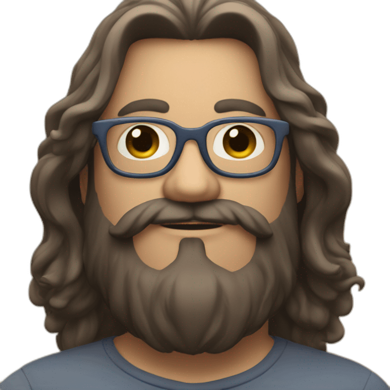 Big Guy with little beard and long hair and glasses  emoji