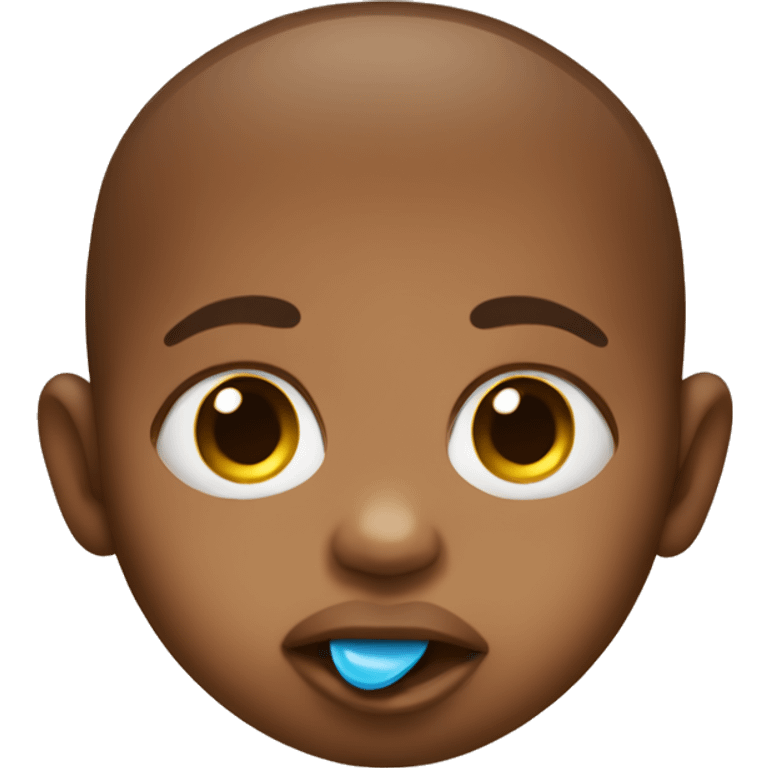 Brown eyed baby with pacifier in mouth  emoji