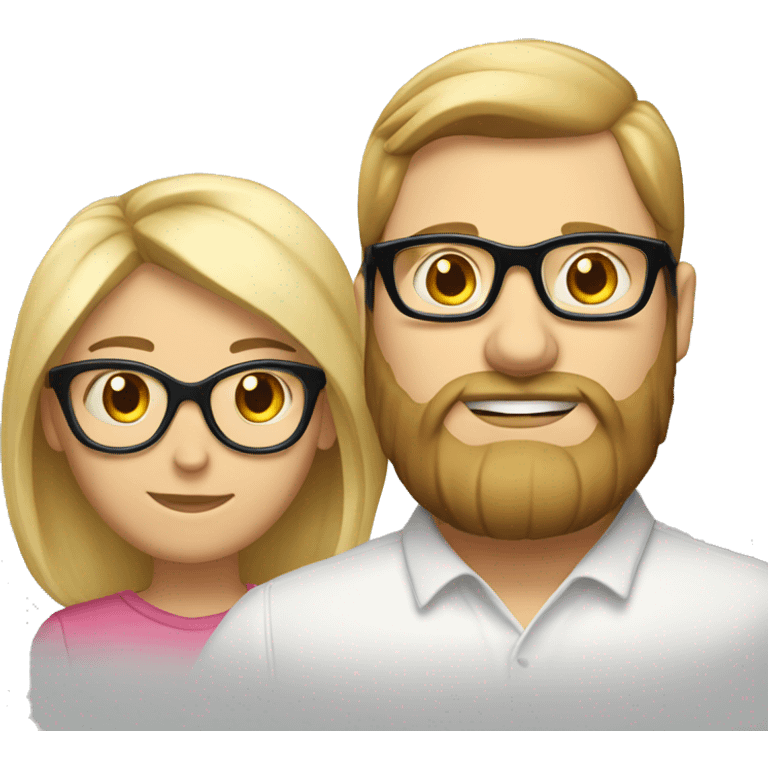 Husband with beard fat wife with hair in bun and glasses 2 teens blond hair emoji