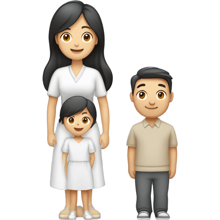 familia de cuatro papa mama hijo e hija, papá gordo cabello chino, mamá cabello güero lasio, hijo mayor cabello lasio hija menor cabello chino emoji