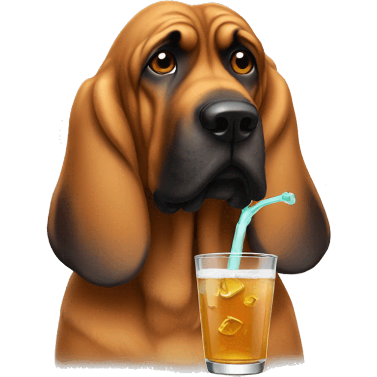 Bloodhound having a drink emoji