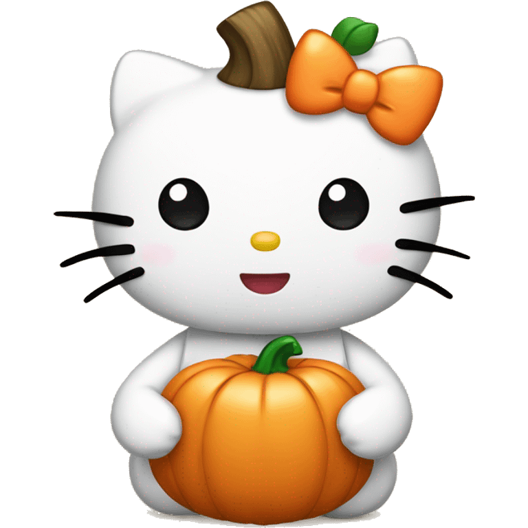 Hello kitty with a pumpkin on head emoji