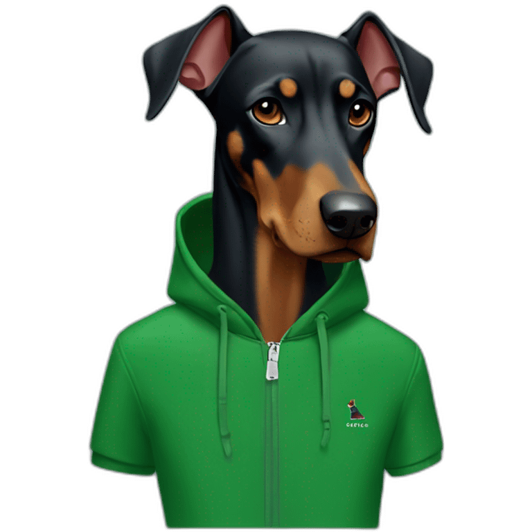 Doberman with Lacoste hoodie emoji