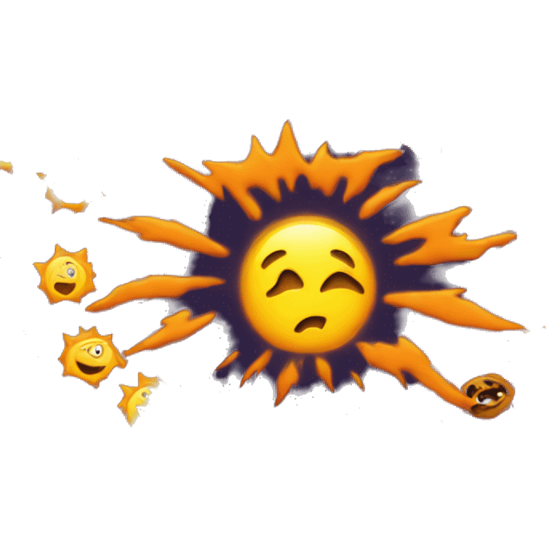 sun with scary mile emoji