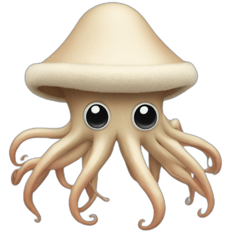 Squid wearing a coonskin cap emoji