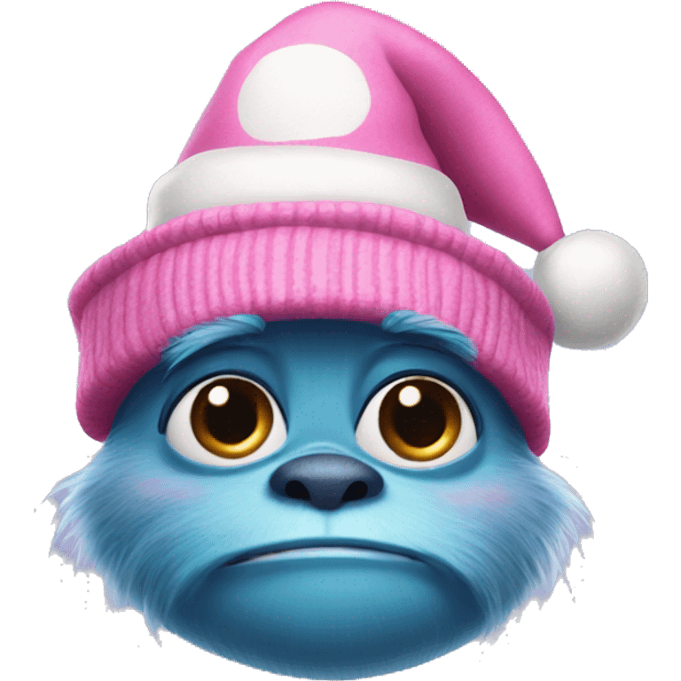 Boo from Monsters Inc wearing Pink Christmas hat emoji