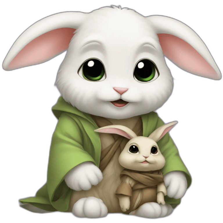 Lapin avec bébé Yoda emoji