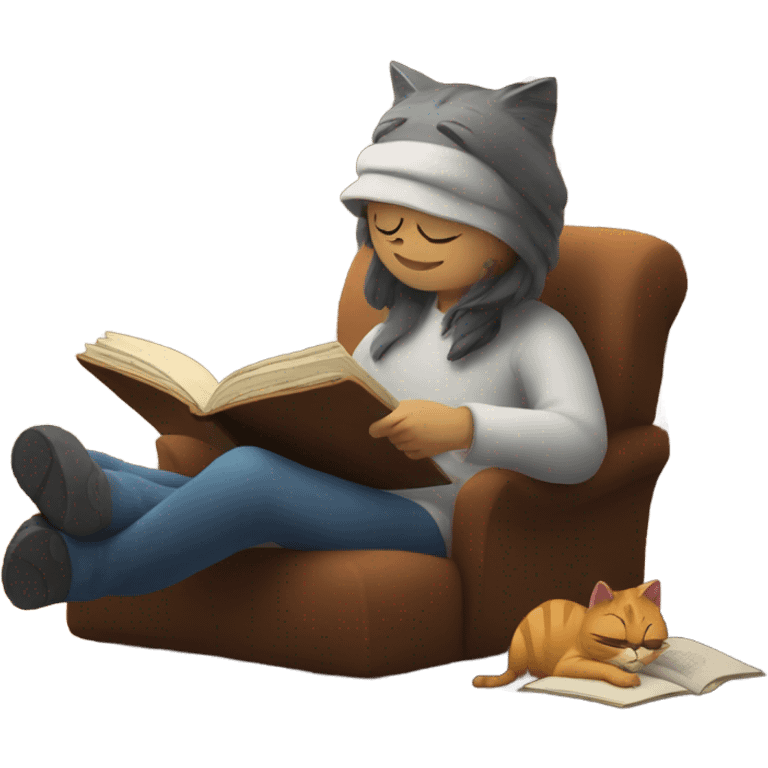 Reading with cat emoji