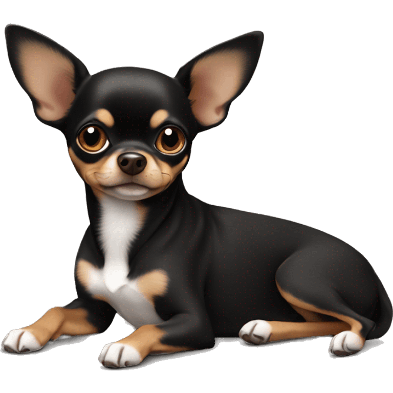 Half Black brown chihuahua girl laying down emoji