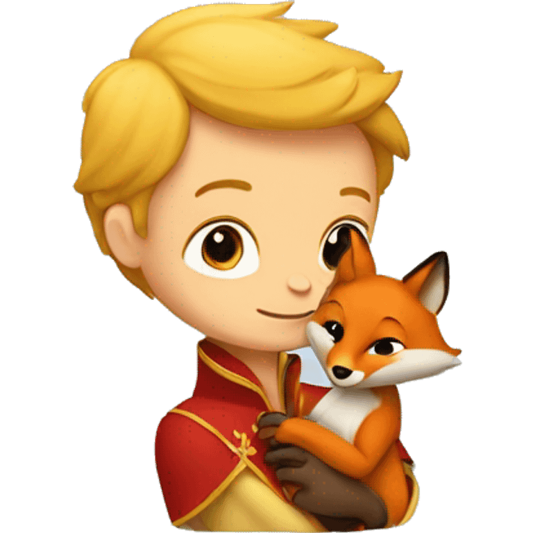 A little prince holds a fox in his arms emoji