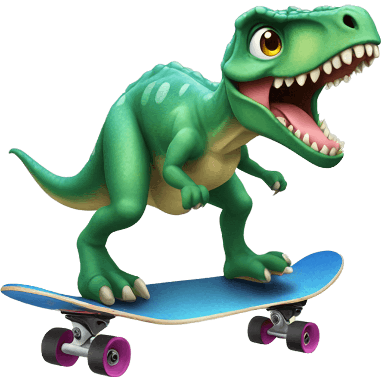 dinosaur riding a skateboard emoji