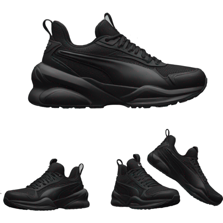 black puma running shoes black logo emoji