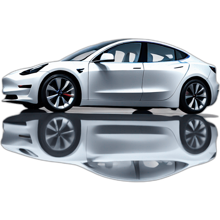 1 Black Tesla Model 3 in high speed motion side view with reflection on floor emoji