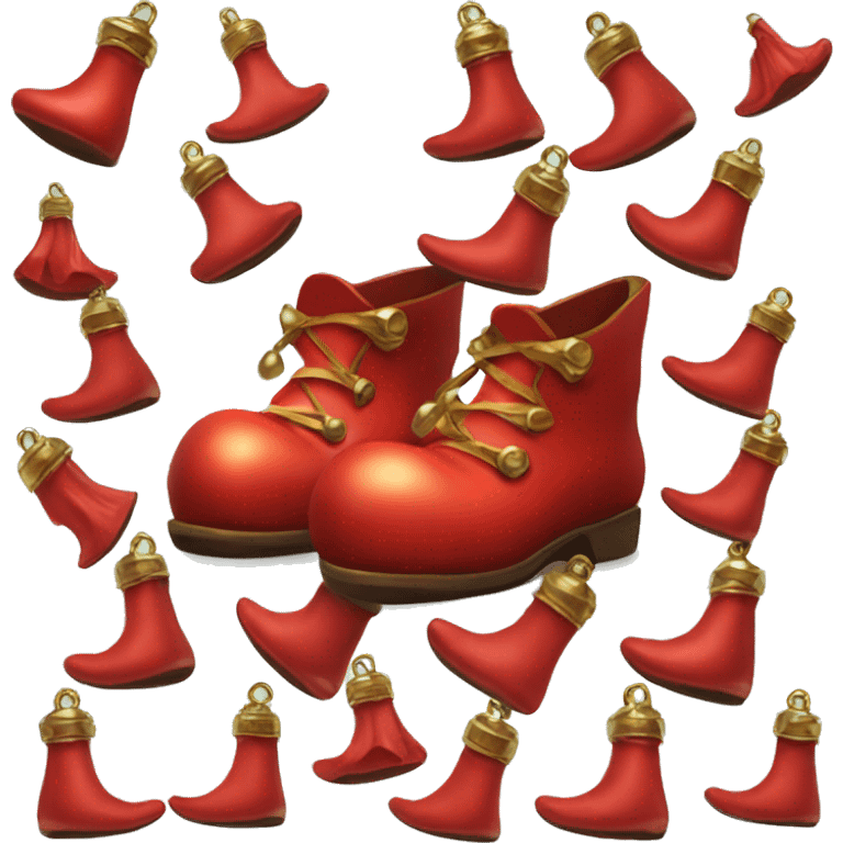 Realistic isolated red elf shoes with bells. emoji