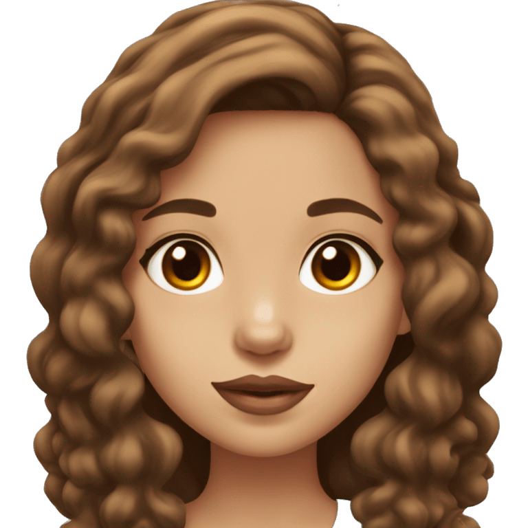 Beautiful girl with puffy lips with long brown hair with English Cocker Spaniel emoji