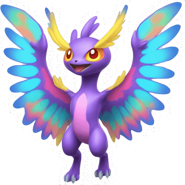 Colorful Neon Colors Vibrant Colors Flying Fakémon-Pokémon-Creature Full Body emoji