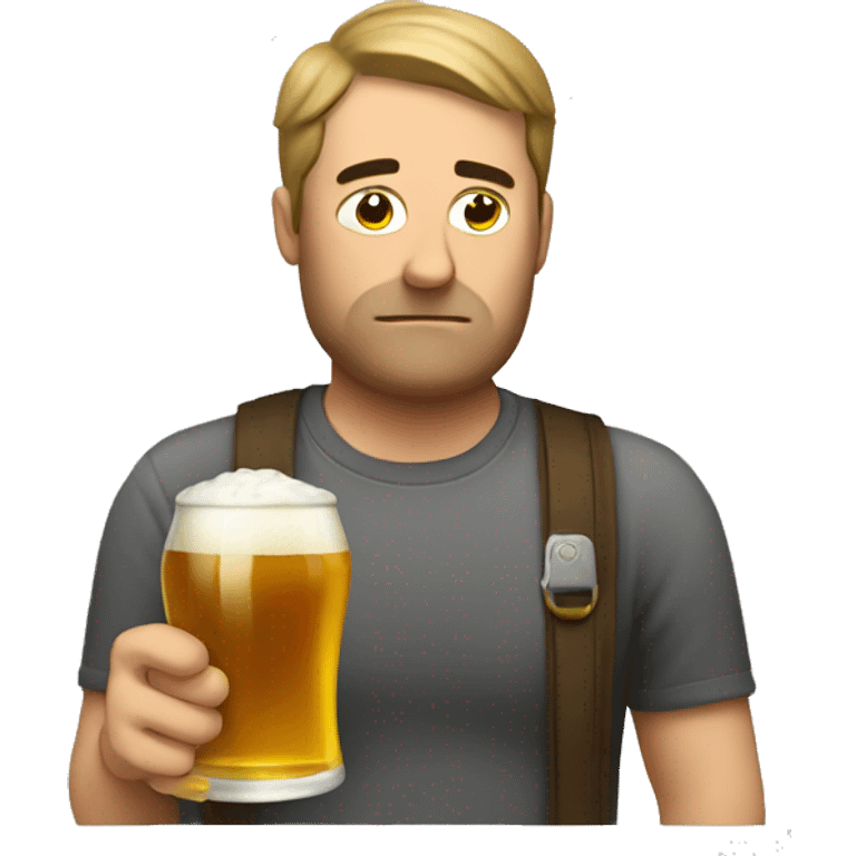 Sad man with beer emoji