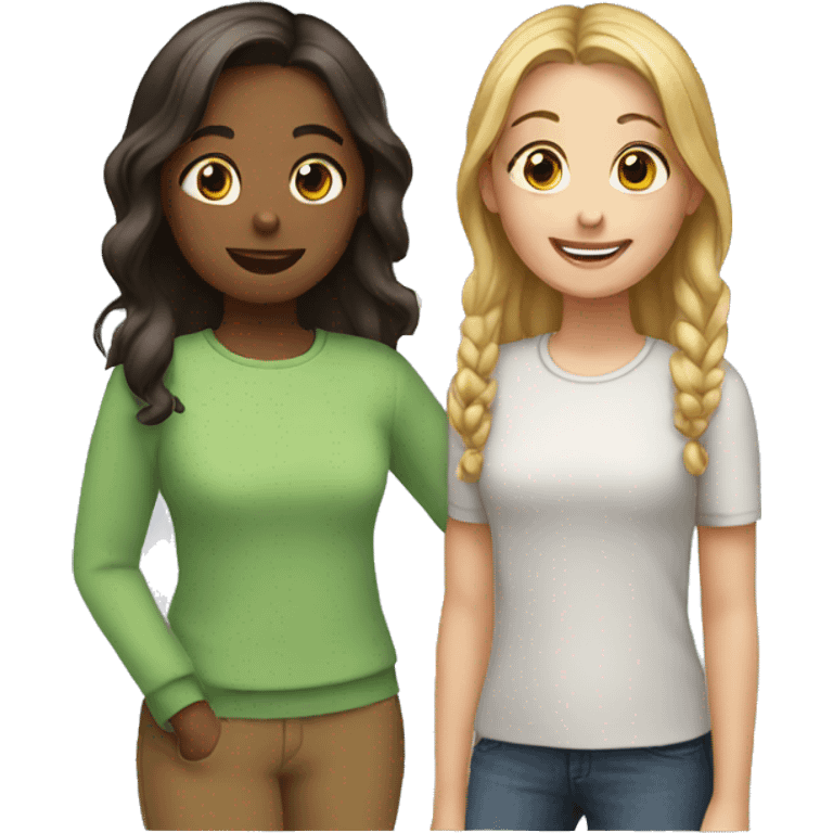 Two girls talking emoji