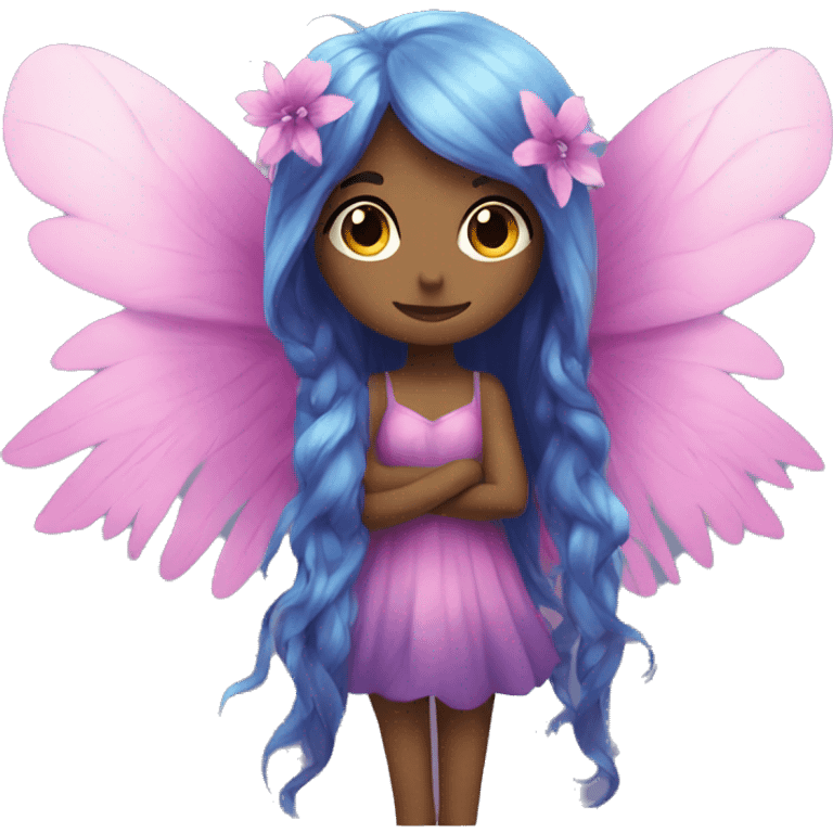 Beautiful, flower, fairy, pink, blue, purple, long hair, big wings emoji