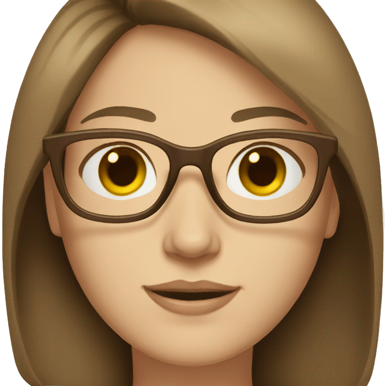 Woman with brown hair and a beige glasses, white skin emoji