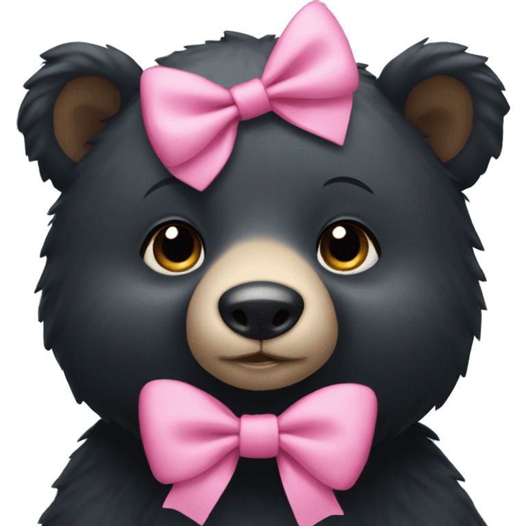 Black bear wearing a pink bow emoji