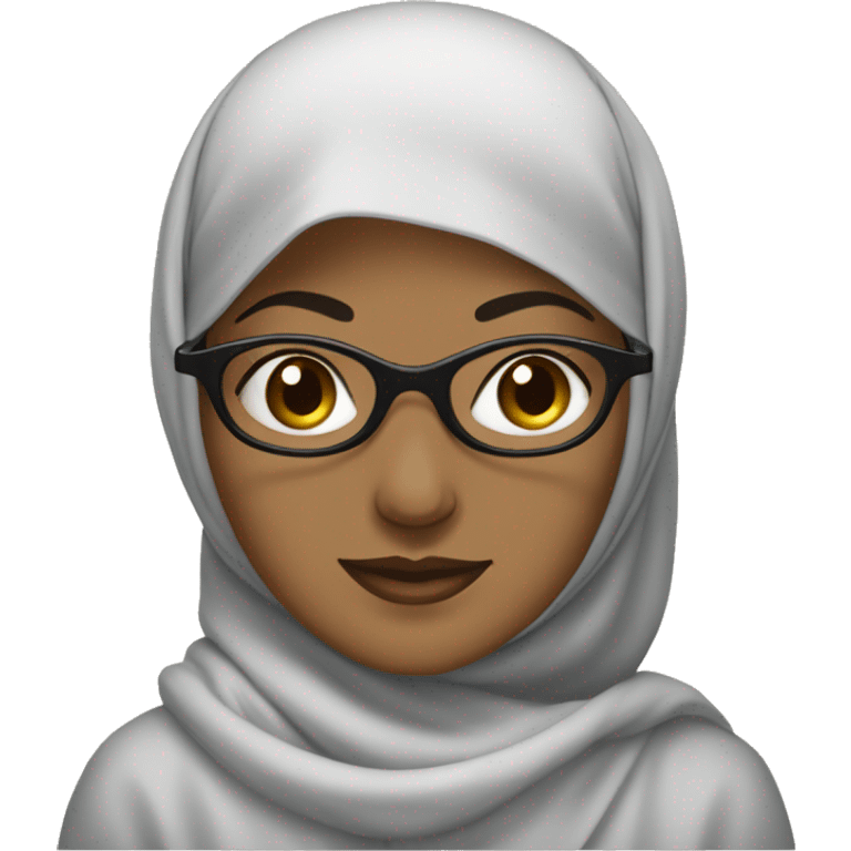 A muslim women wearing a syar’i hijab and round glasses emoji