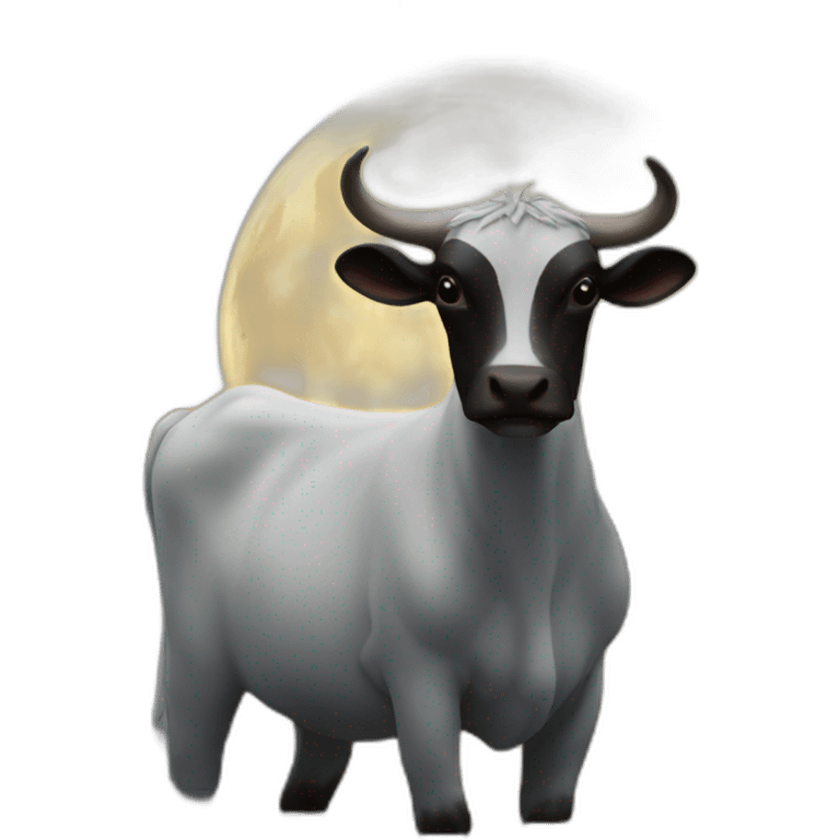 una vaca la luna el mar emoji