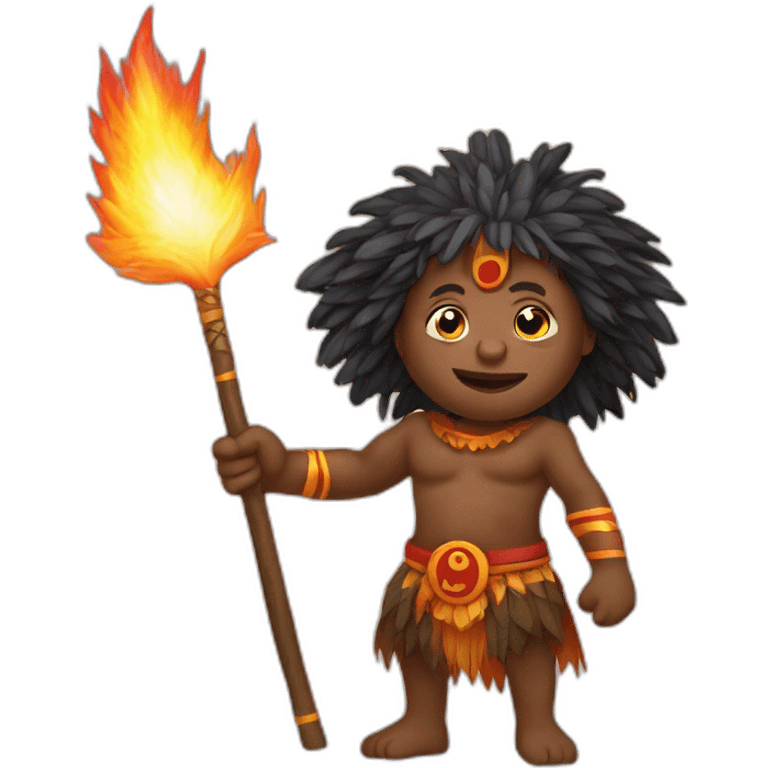  aboriginal sorcerer with a fire staff in his hand real emoji