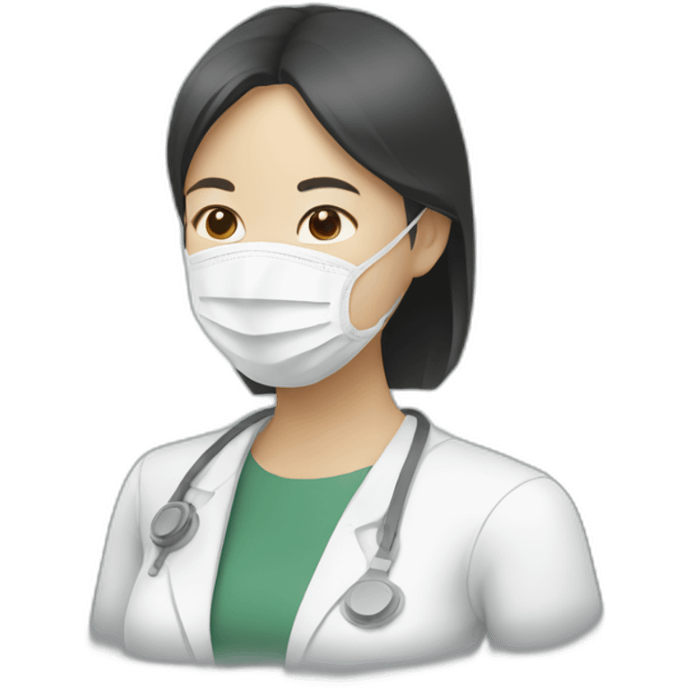 Asian woman wearing white respirator emoji