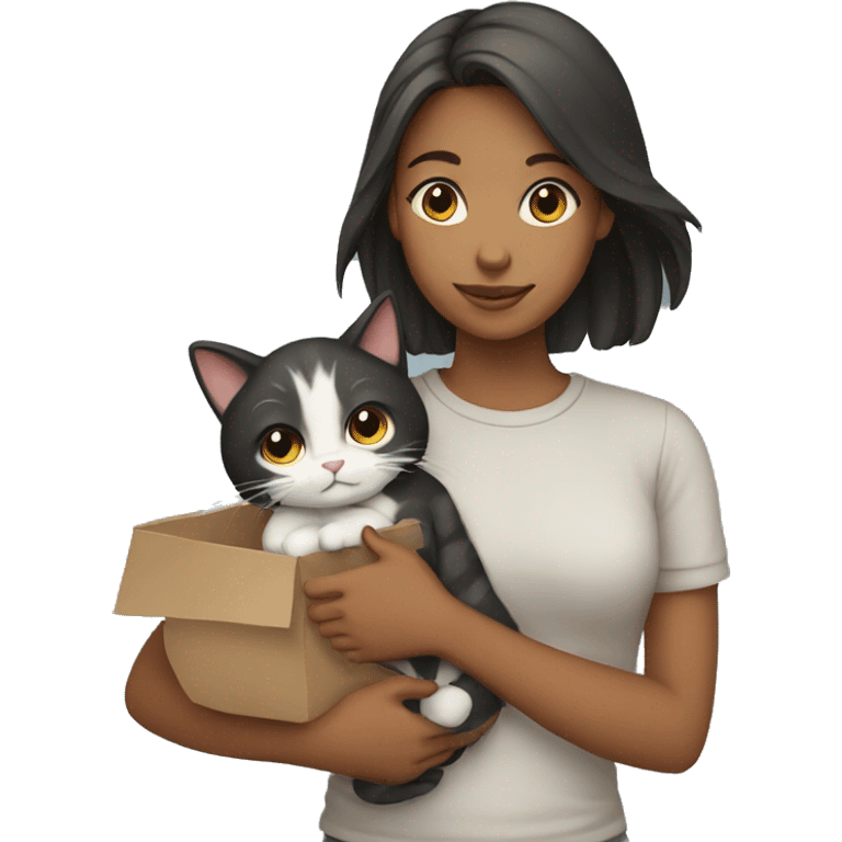 Girl carrying a cat emoji