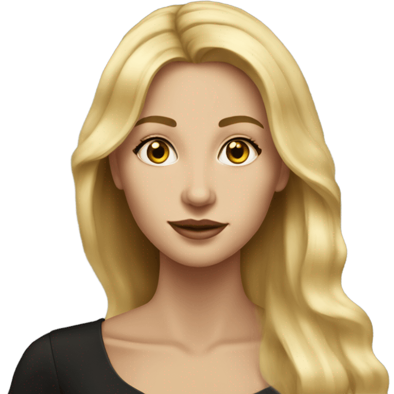 Beautiful skinny woman long blonde hair in dark dress with gold earrings with book  emoji