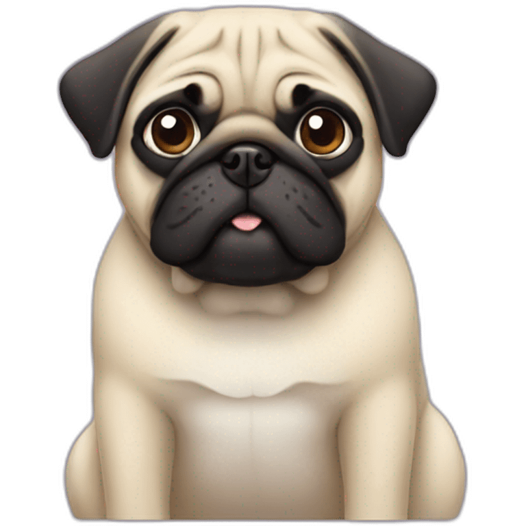 A pug with a labra emoji