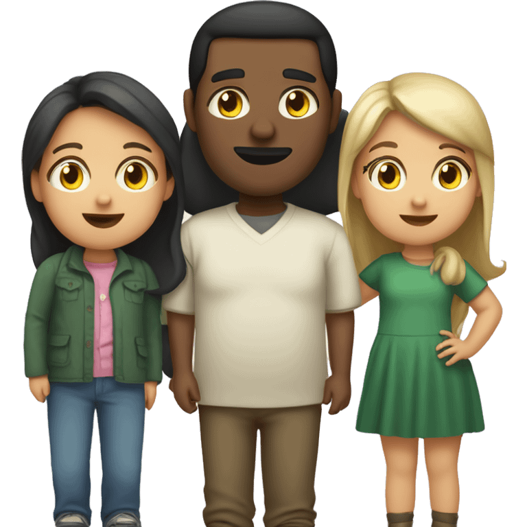 a family, 1_fat_white_man, 1_black_fat_woman, with 1_black_fat_5years_old_girl,  emoji