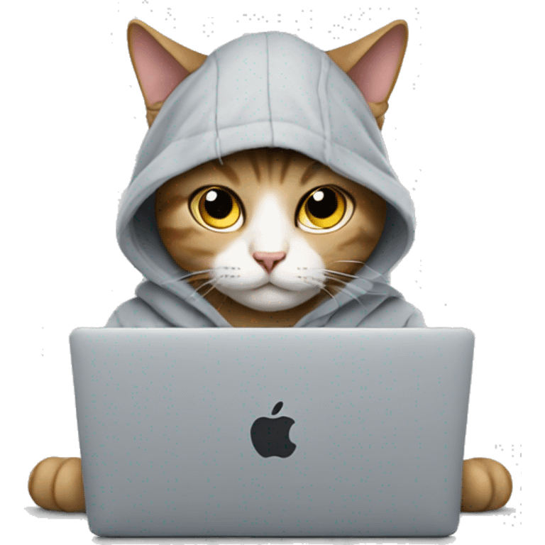 cat with hoodie and a macbook emoji