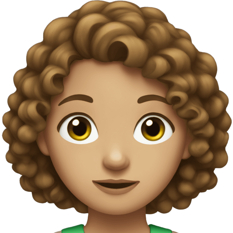 Girl with Brown Curly Hair and Green eyes  emoji