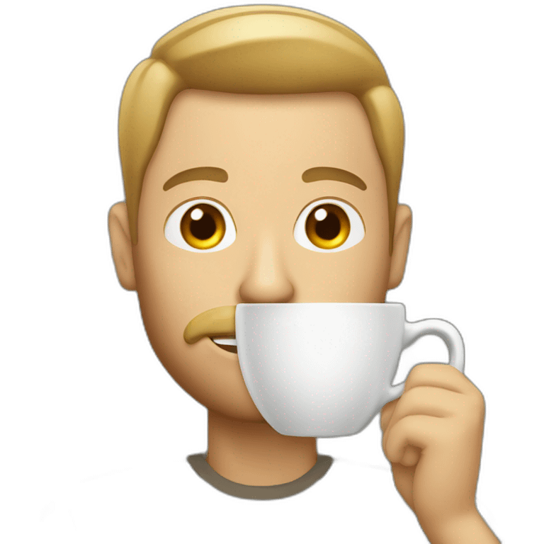 White man with bold head drinking cappuccino emoji