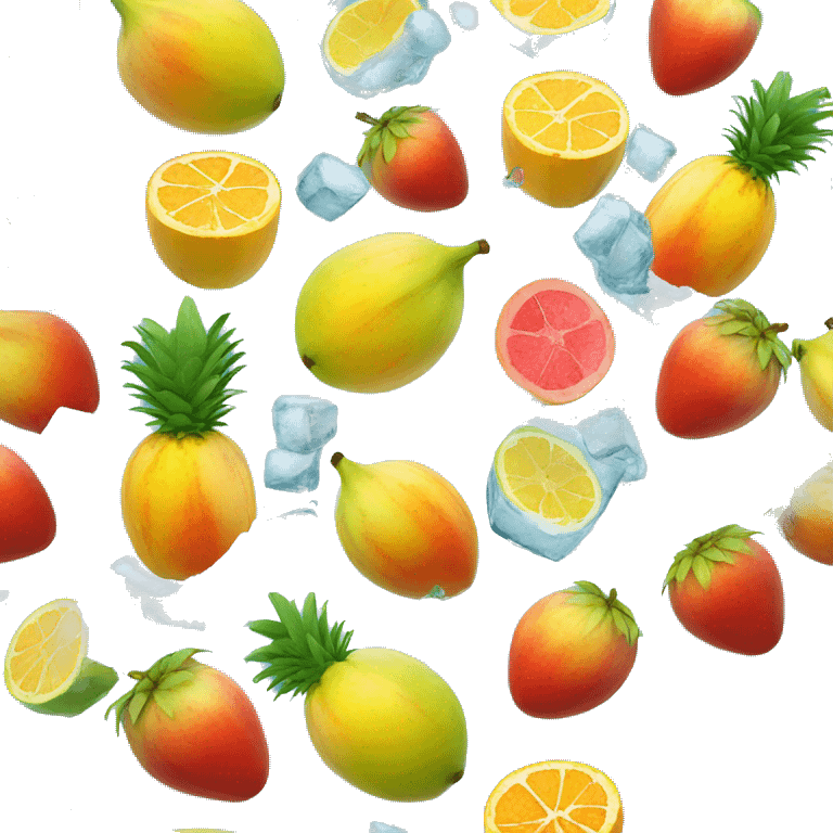 exotic fruits in ice cubes emoji