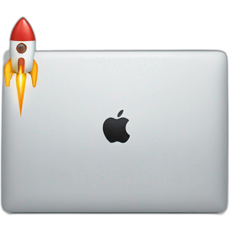 MacBook with a rocket logo emoji