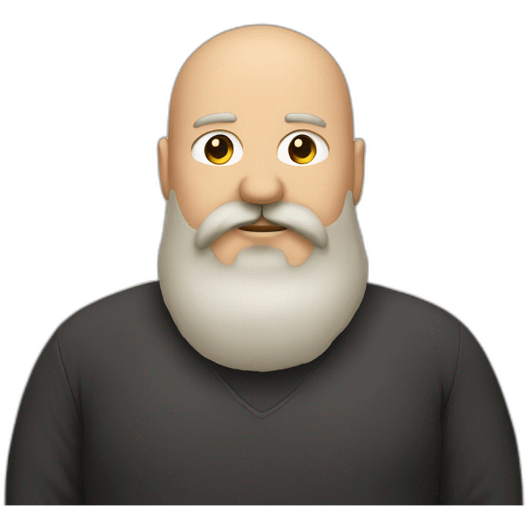 one fat bald man with moustache, long black beard emoji