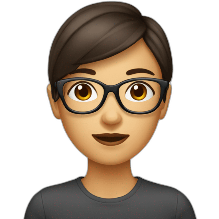 fille brune trés frisées au carré avec des lunettes emoji