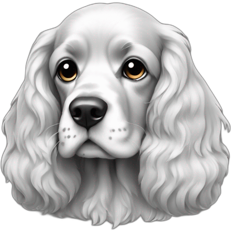 cocker spaniel black white white line head emoji