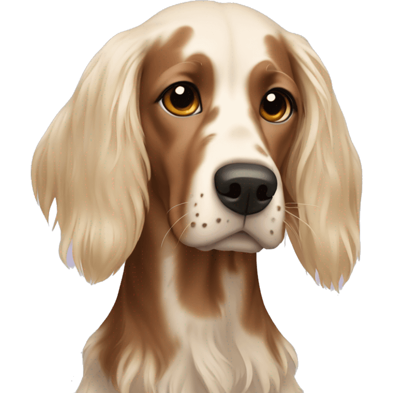 Blonde girl with Brown english setter emoji