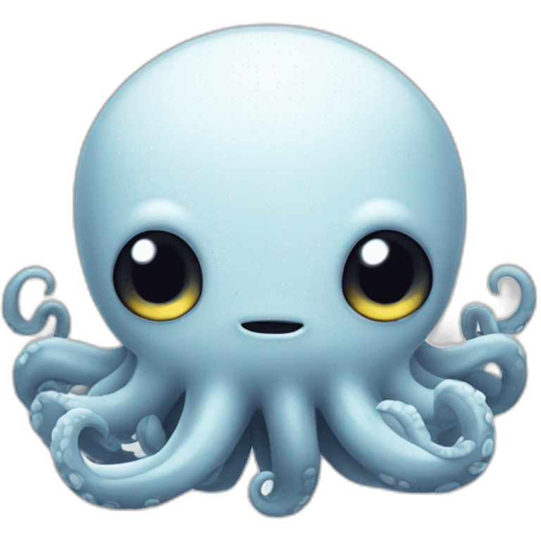 cute white kraken with cute face shy  emoji