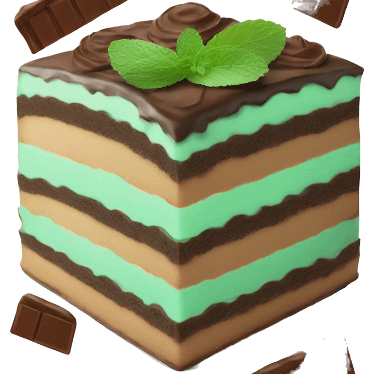 Realistic mint chocolate layered cake emoji