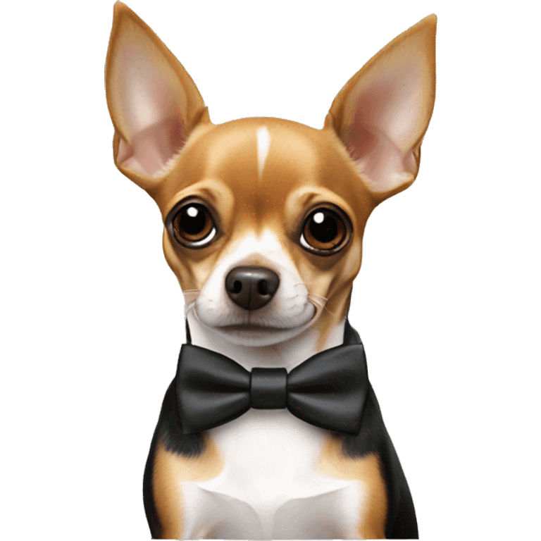 Chihuahua with dobermann print and bow tie emoji